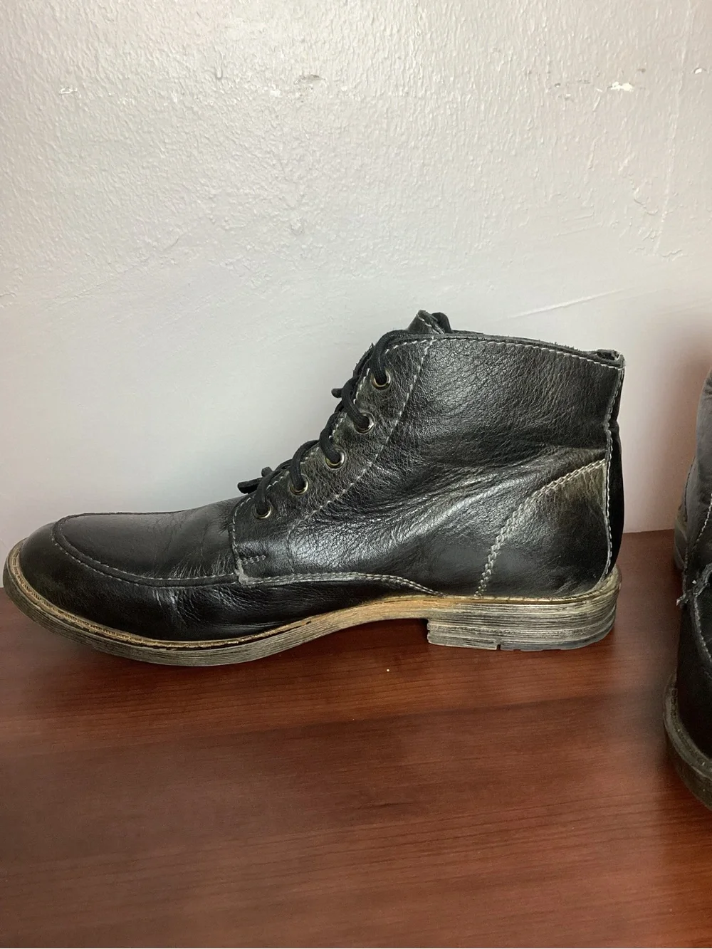 Men's Bed Stu Black Leather Lace-Up Ankle Boots Size 10.5